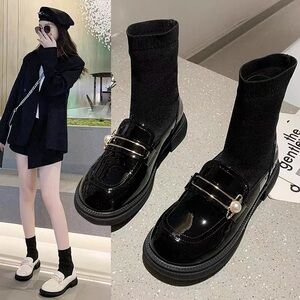 Elegant Black Loafers with Pearl Detail